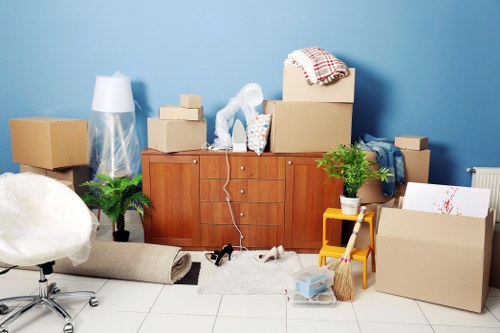 Furniture and fragile items prepared for flat removals in Camden