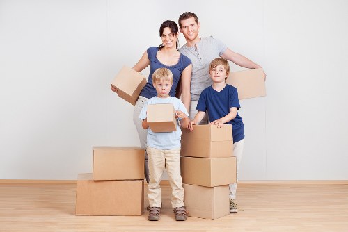 Boxes and furniture loaded for a Camden relocation
