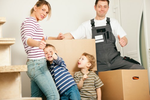 Removal team communicating and planning a safe move